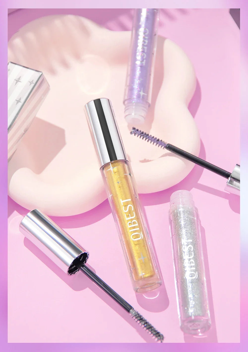 LuxuryGlow Diamond Purple Glitter Mascara – Curling, Volumizing & Sweatproof Shine
