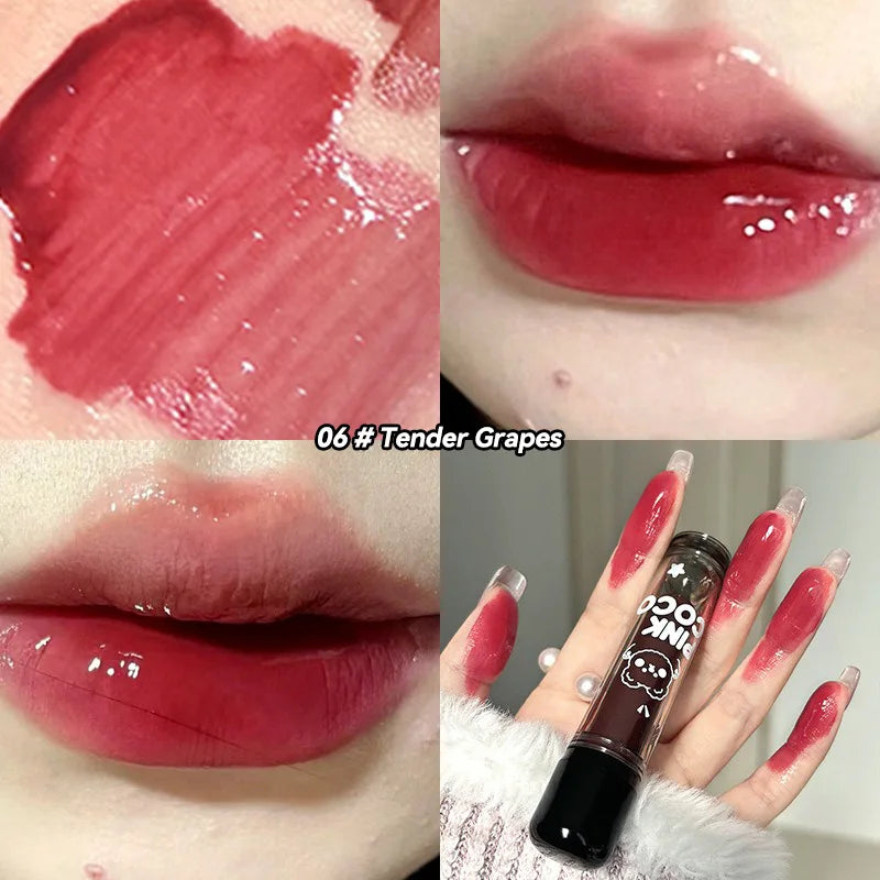 PINKCOCO Mirror Lip Glaze: brillo nude de larga duración con brillo iluminador