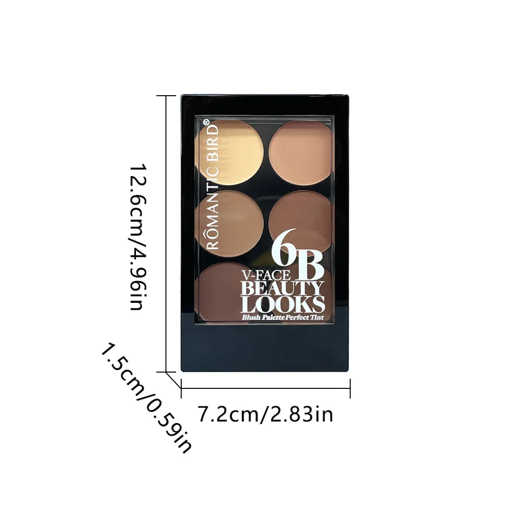 LuxuryGlow 6-Color Contour & Highlight Palette with Brush – Long-Lasting Face Sculpting Kit