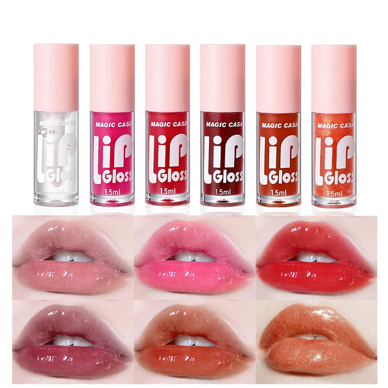 LuxuryGlow MAGIC CASA - Set de 6 aceites labiales en gelatina: brillo hidratante, voluminizador y duradero