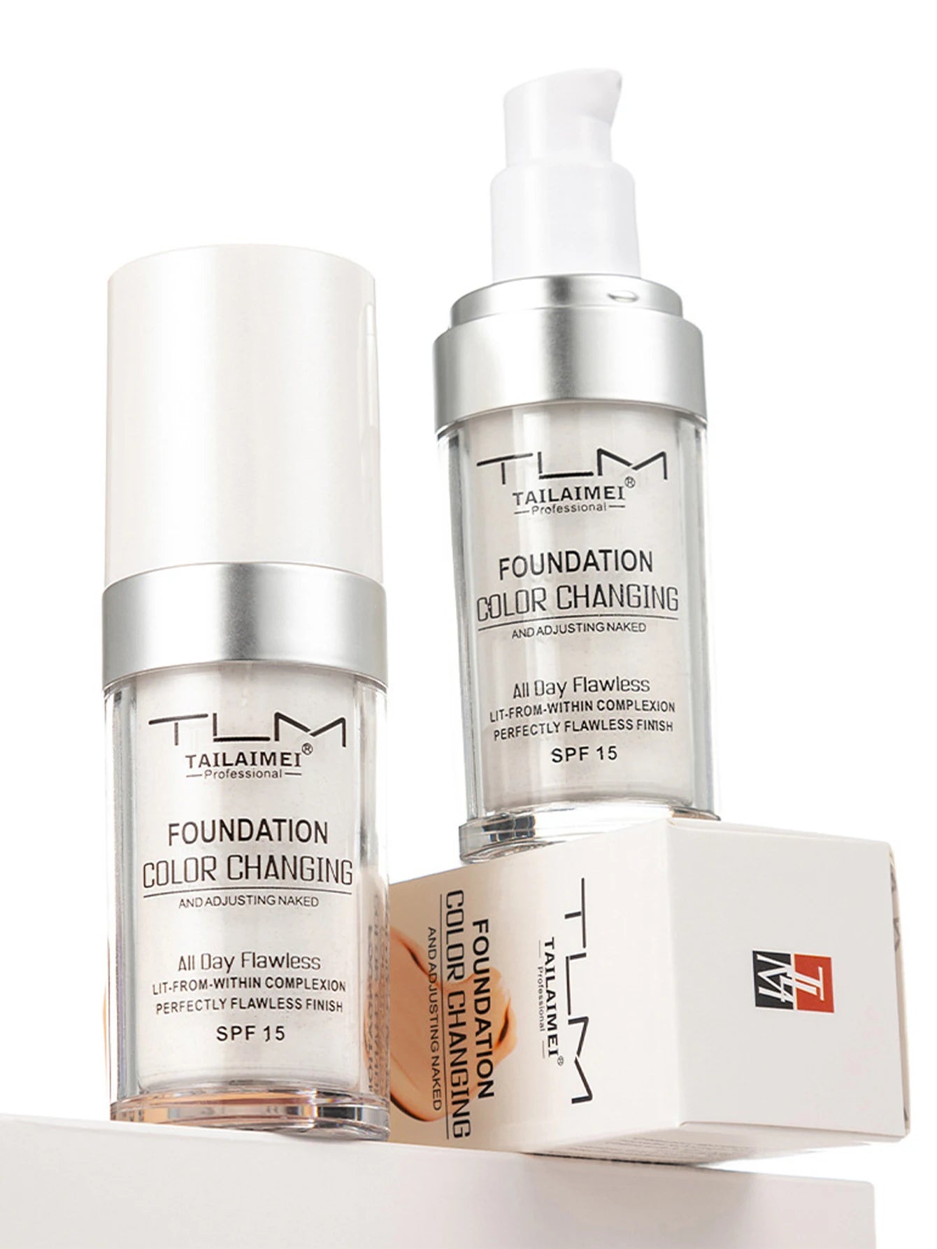Base de maquillaje líquida LuxuryGlow Warm Change: resistente al agua, con control de grasa y protección FPS