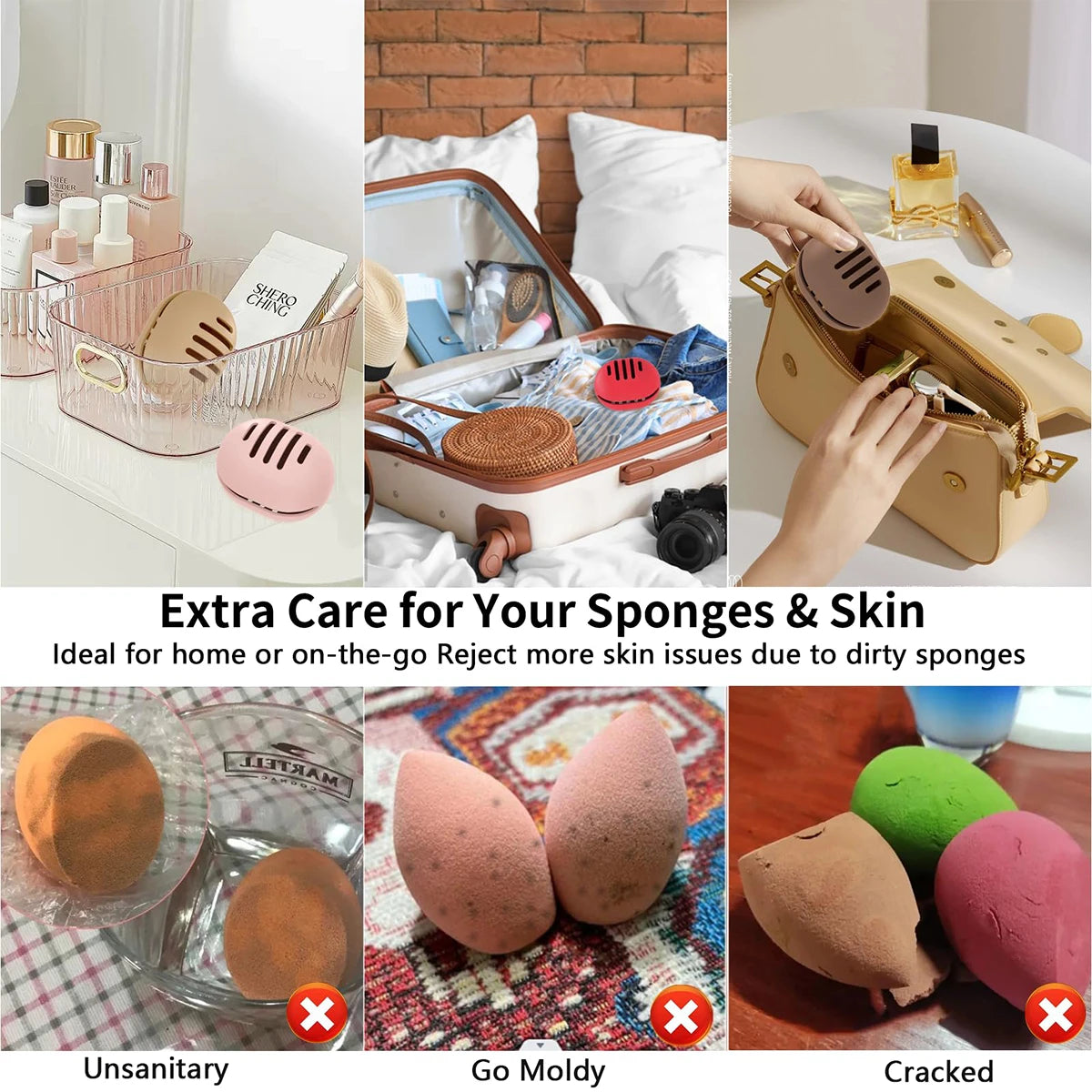 LuxuryGlow Eco-Friendly Silicone Beauty Blender Storage Case – Portable & Reusable Organizer