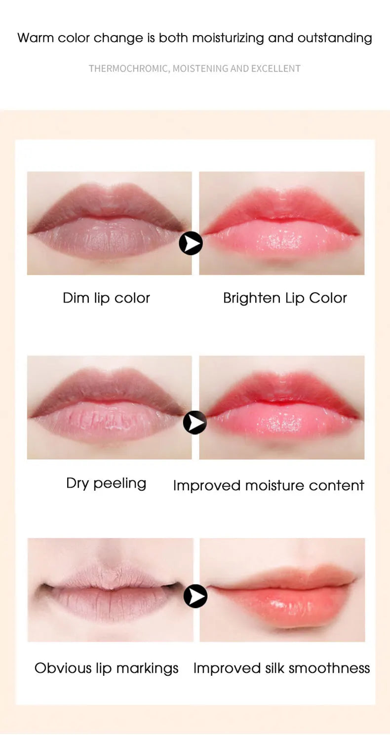Lápiz labial en gel LuxuryGlow que cambia de color: duradero, hidratante y sensible a la temperatura.
