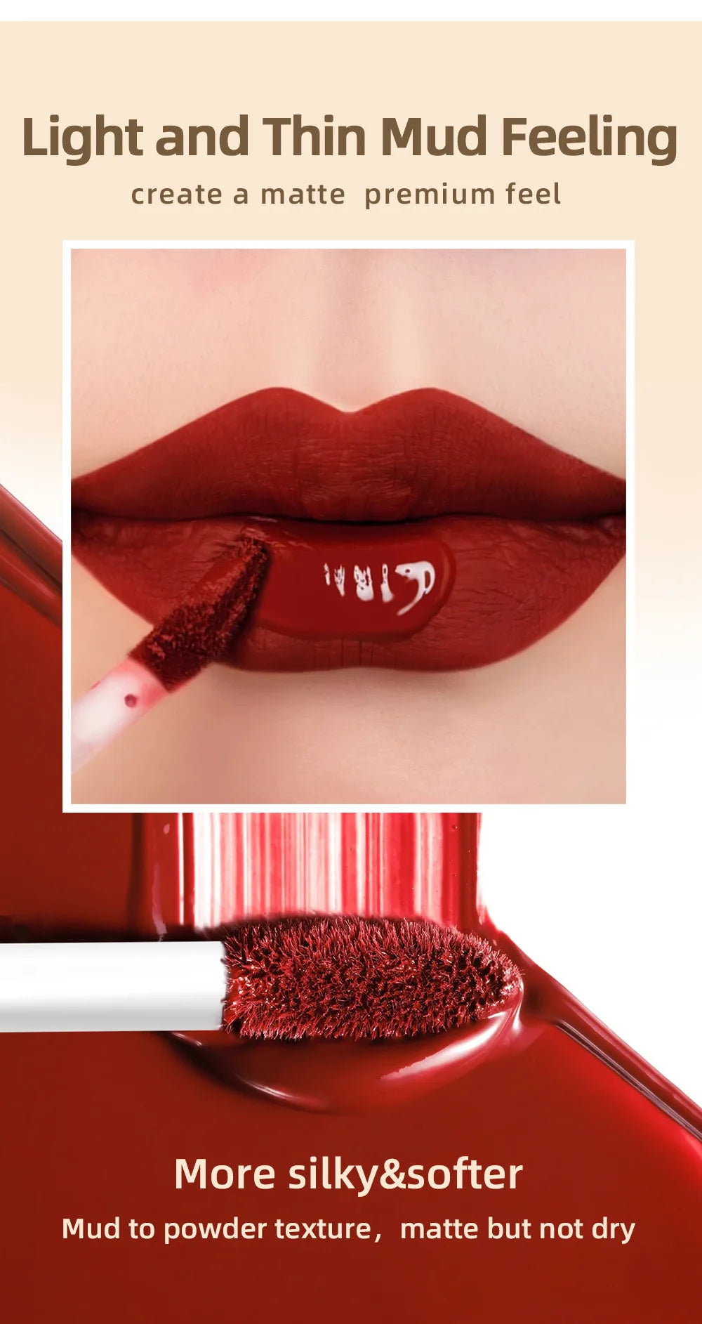 Labial líquido mate QiBest: duradero, resistente a las manchas y con acabado aterciopelado.