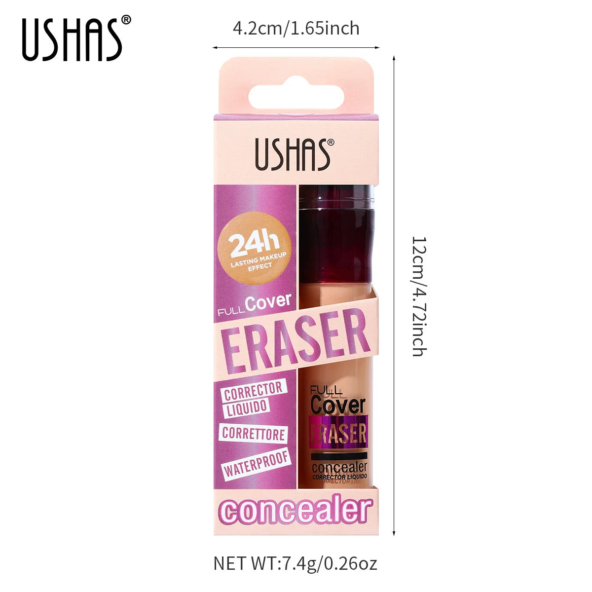 Corrector USHAS resistente al agua con punta de esponja: 12 tonos, look sin maquillaje