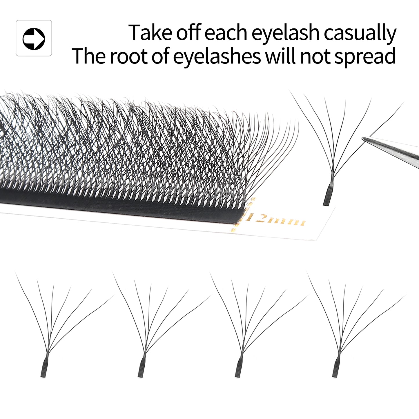 ZIUSUZAKI W-Shaped Premade Fan Eyelash Extensions – 2D to 8D Automatic Blooming Lashes C198