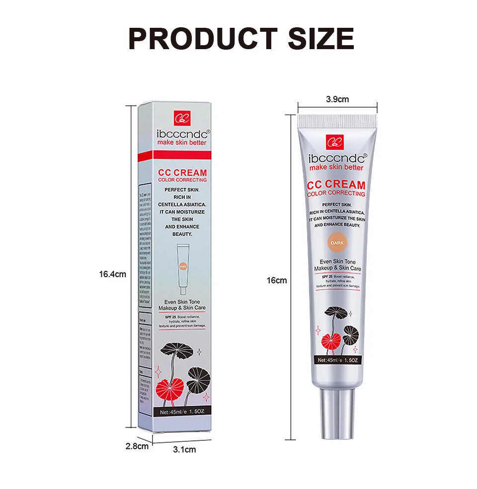 Crema CC correctora de color ibcccndc – Base de maquillaje reparadora y blanqueadora Centella de 45 ml