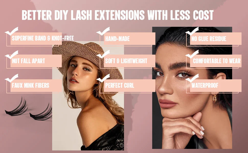 LuxuryGlow 280pcs DIY Cluster Eyelash Extensions 30D/40D Mix Length – Natural Look