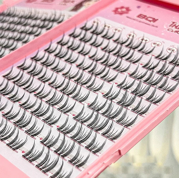 BQI Lazy Cat Elf Eyelash Book – 180pcs DIY Lash Clusters with Glue Set