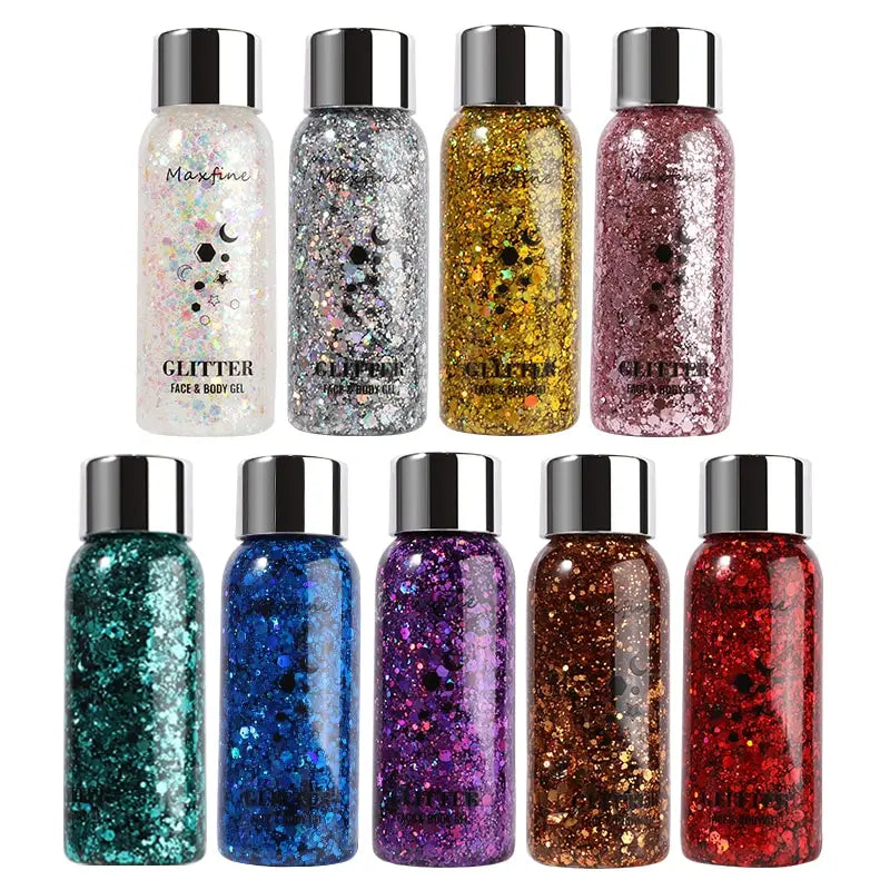 MAXFINE Full Body Glitter Gel – Long-Lasting Eye, Hair & Body Sparkle