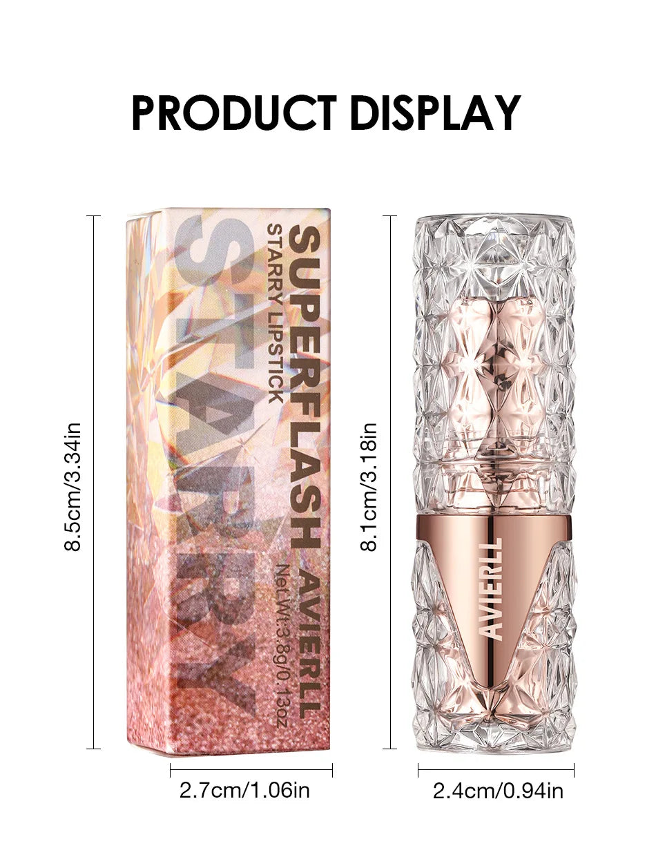 Lápiz labial perlado brillante 3 en 1 LuxuryGlow: mate, con brillo y resistente al agua