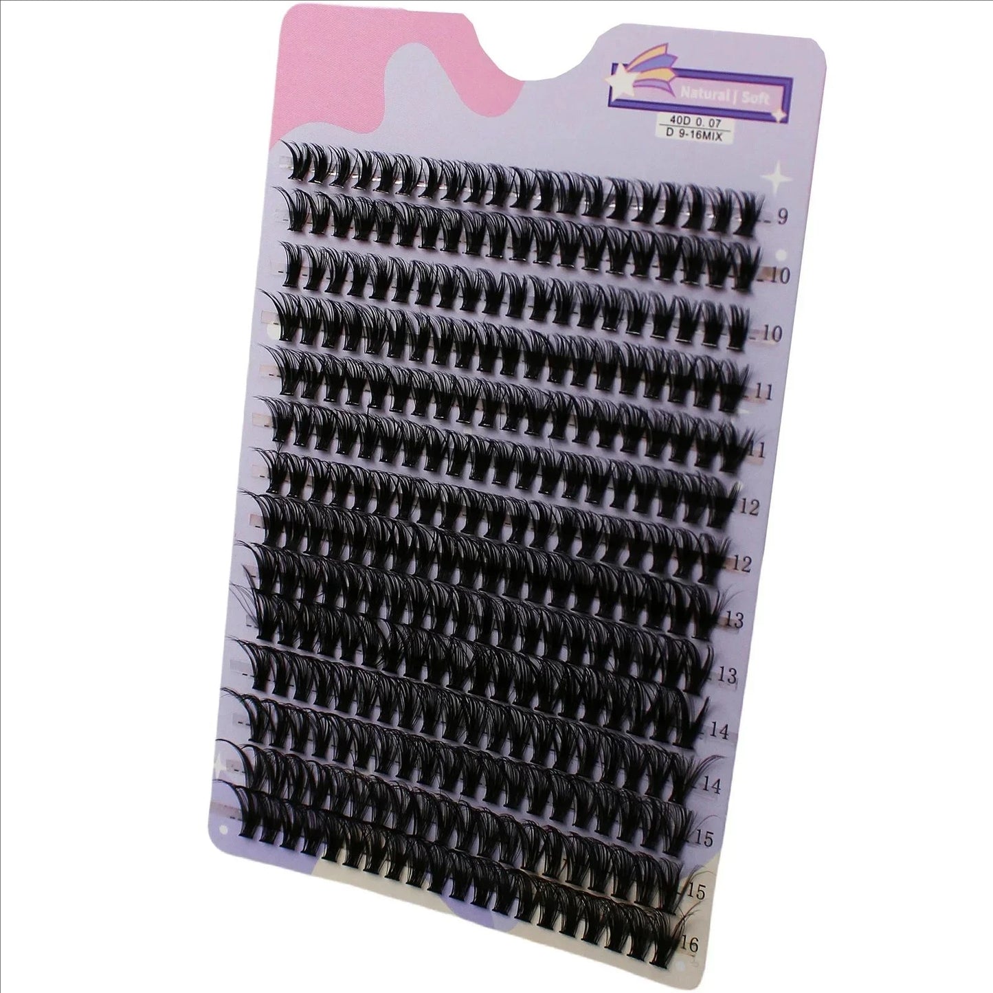 رموش JPNPL MJ 40D Cluster Lashes، 14 صفًا، 280 قطعة، مزيج من 9 إلى 16 مم، كثافة طبيعية