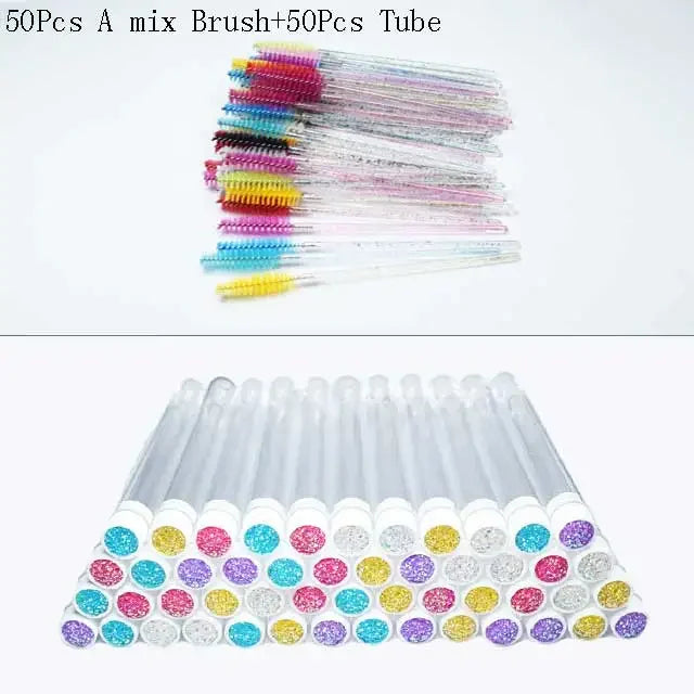 ZXZZS 50 Reusable Mascara Wands with Tubes – Lash & Brow Spoolie Set