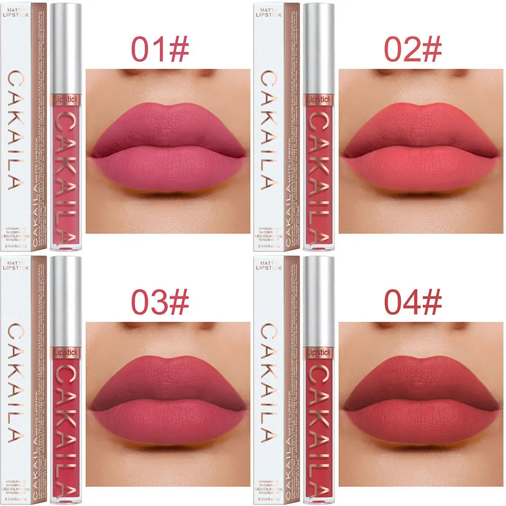 CAKAILA Waterproof Lipstick — Nude, Brown & Matte Red | 24-Hour Long-Lasting