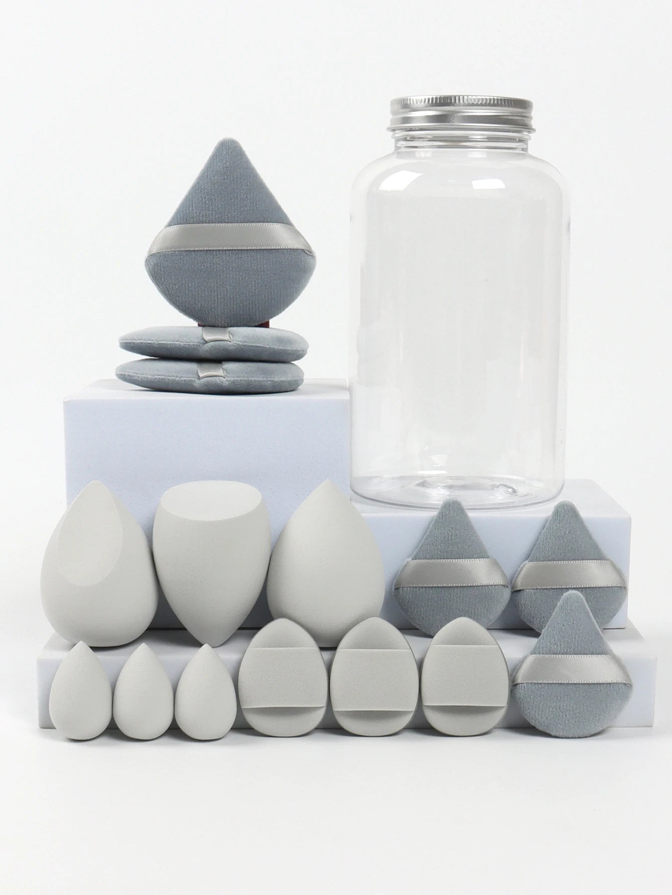 LuxuryGlow All-in-One Makeup Puff Set – 15 Pcs Assorted Beauty Blenders & Powder Puffs