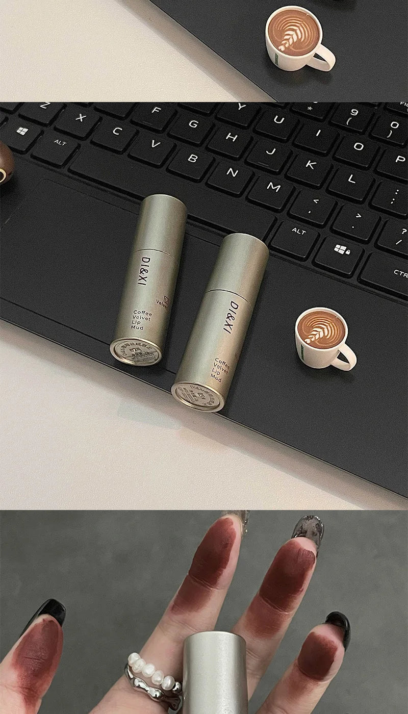 Mini brillo labial mate DIXI: acabado aterciopelado, tono latte, fácil de aplicar