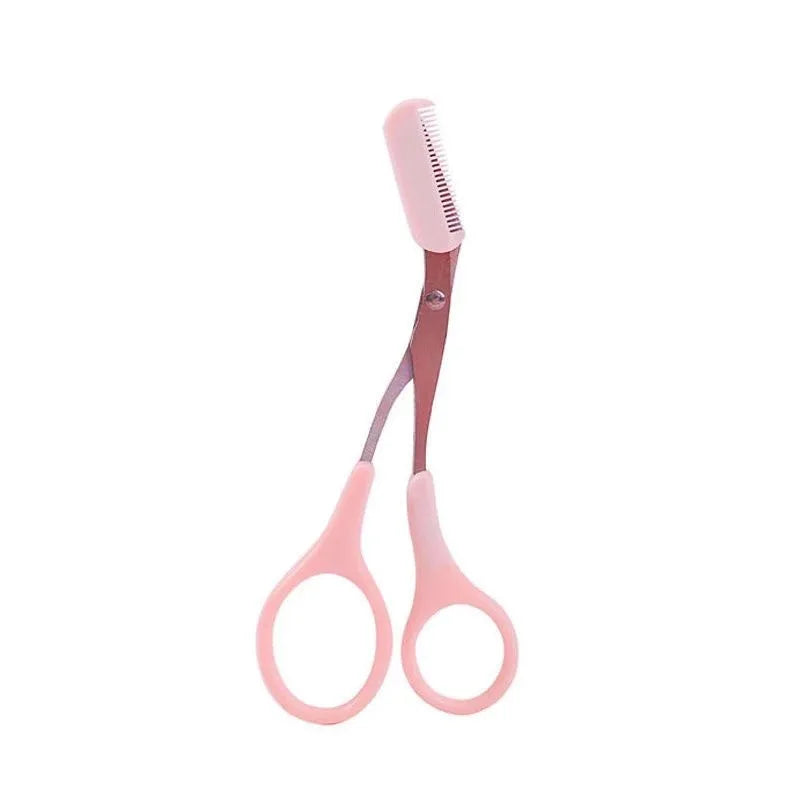 Navaja recortadora de cejas y afeitadora facial LuxuryGlow: herramienta de cuidado personal para mujeres con tijeras y peine (plástico, 12,8 cm)