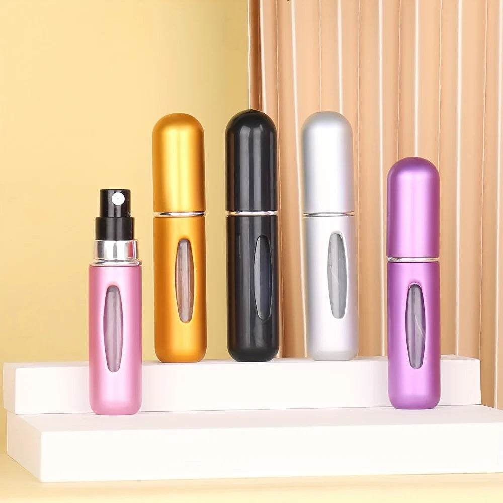 Botellas pulverizadoras de perfume portátiles LuxuryGlow (paquete de 5): atomizadores de viaje recargables para uso diario