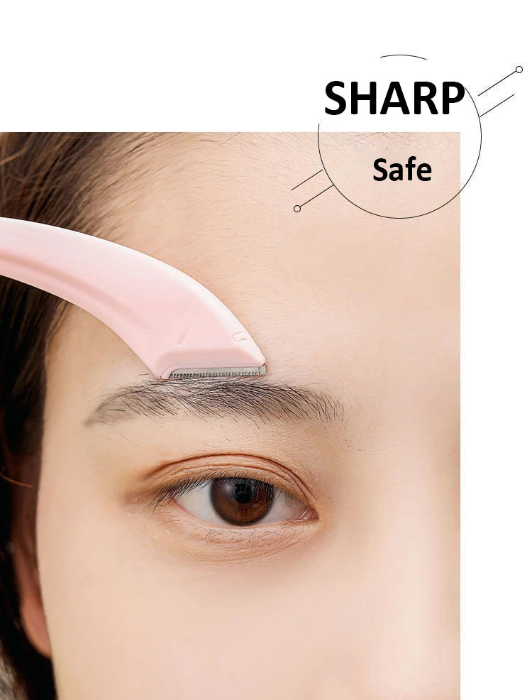 Set de cuchilla profesional para cejas y afeitadora facial LuxuryGlow para mujer: incluye peine y tijeras para cejas (acero inoxidable)