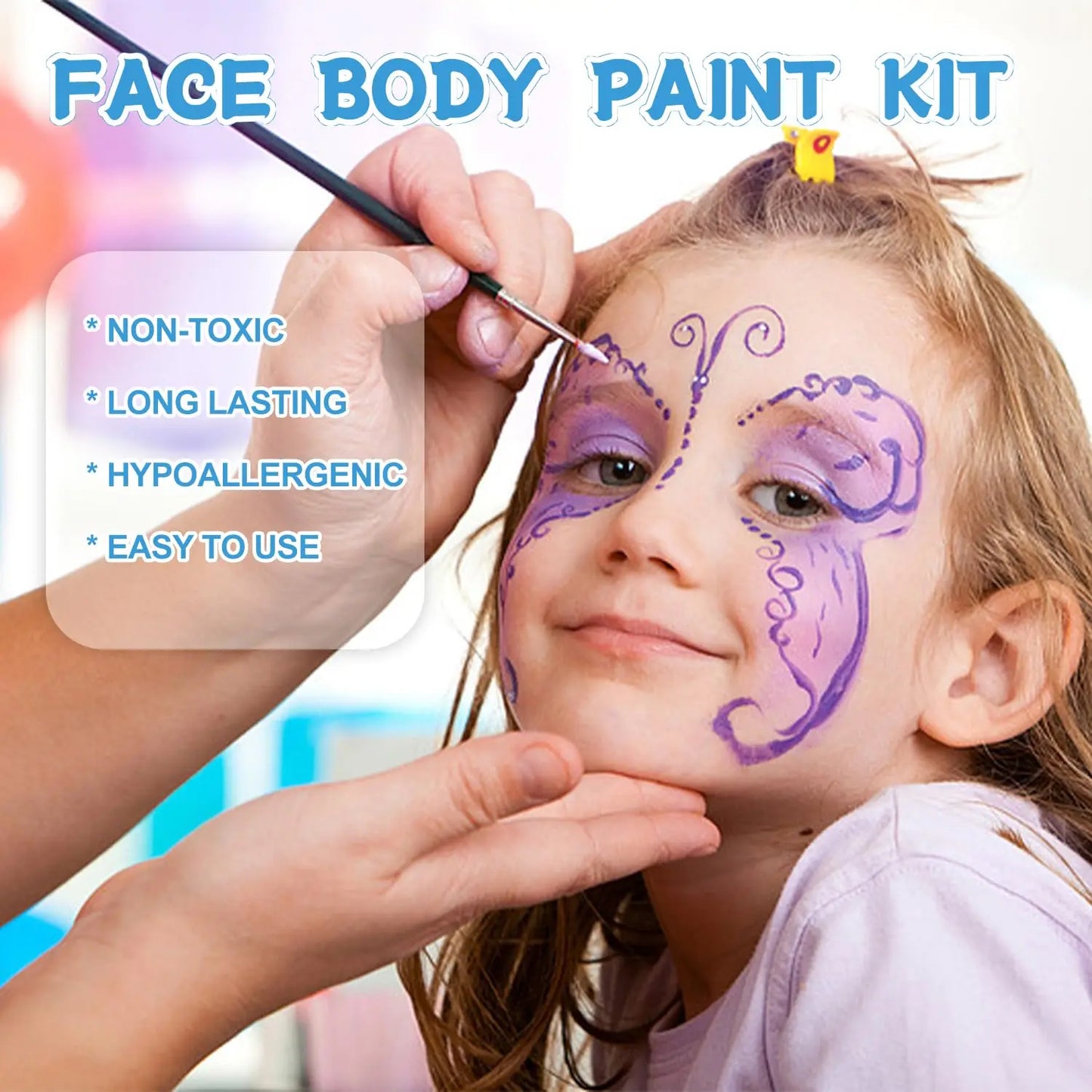 VERONNI 10-Color Body & Face Paint Kit with Brush – Safe Makeup for Kids & Adults