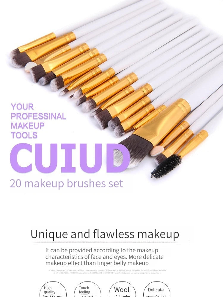 BeeChip 20 PCS Professional Makeup Brush Set – Soft Synthetic Brushes for Face & Eyes