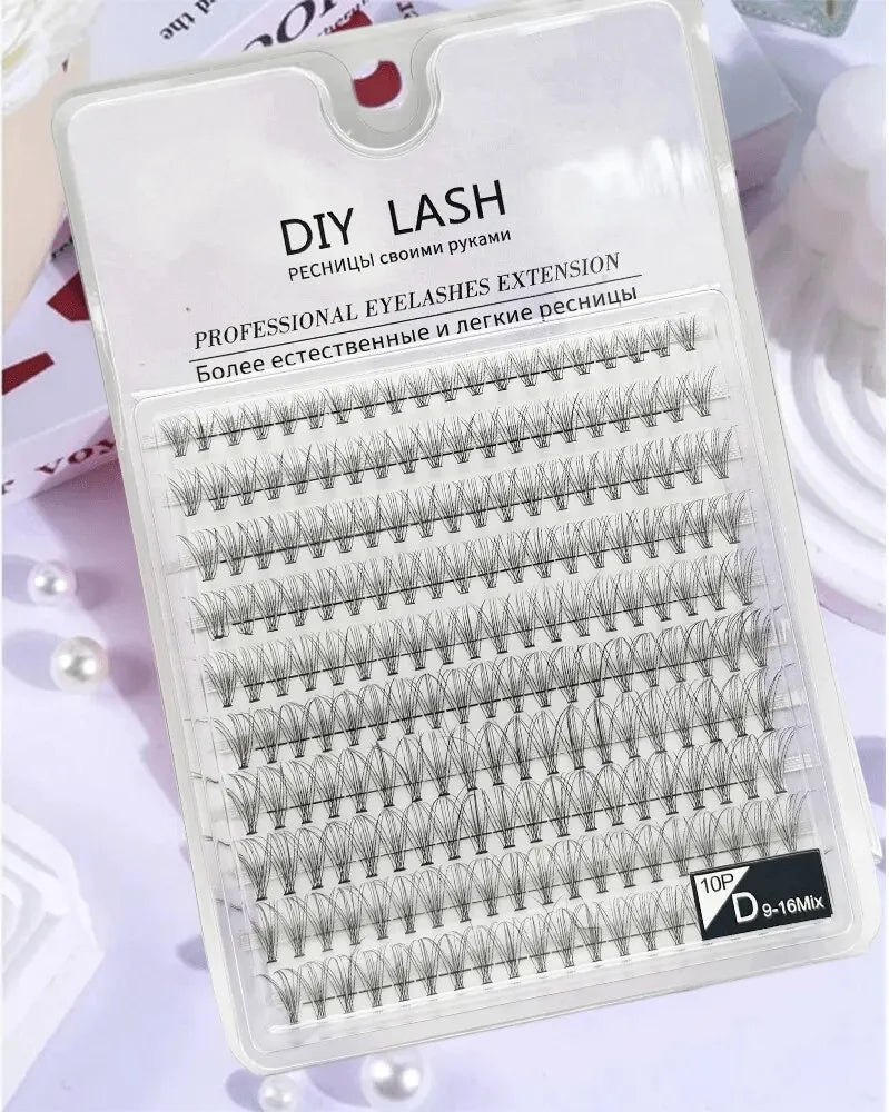 LuxuryGlow 280pcs DIY Cluster Eyelash Extensions 30D/40D Mix Length – Natural Look