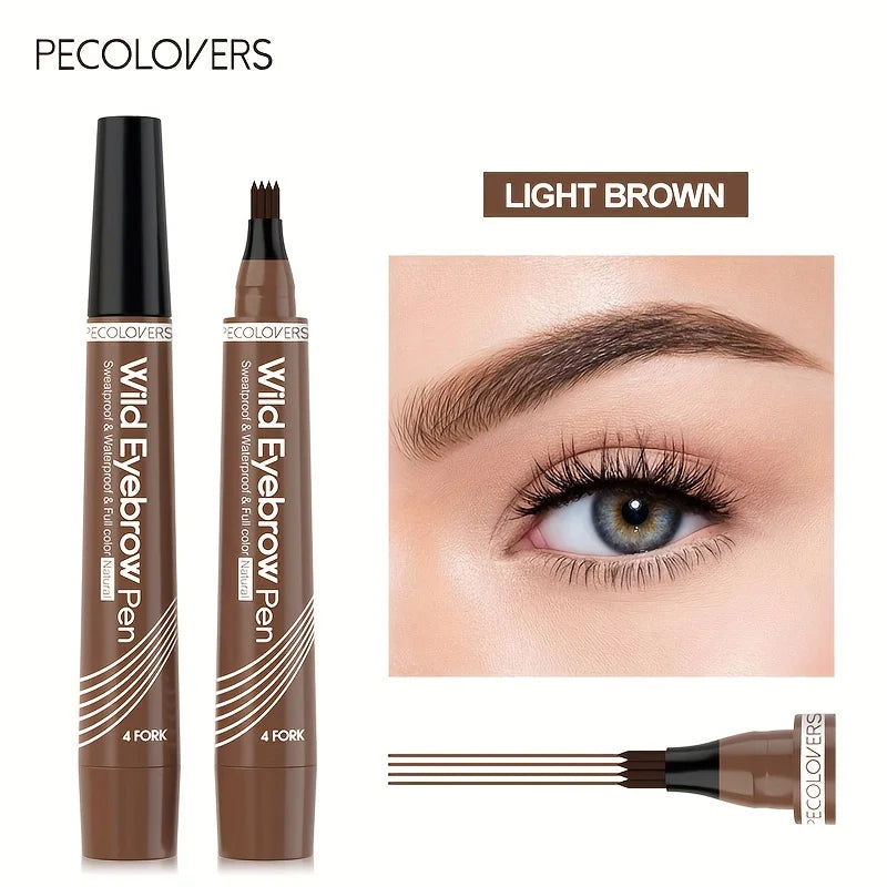 LuxuryGlow 4-Tip Waterproof Eyebrow Tattoo Pen – Long-Lasting Liquid Brow Enhancer (6 Shades)