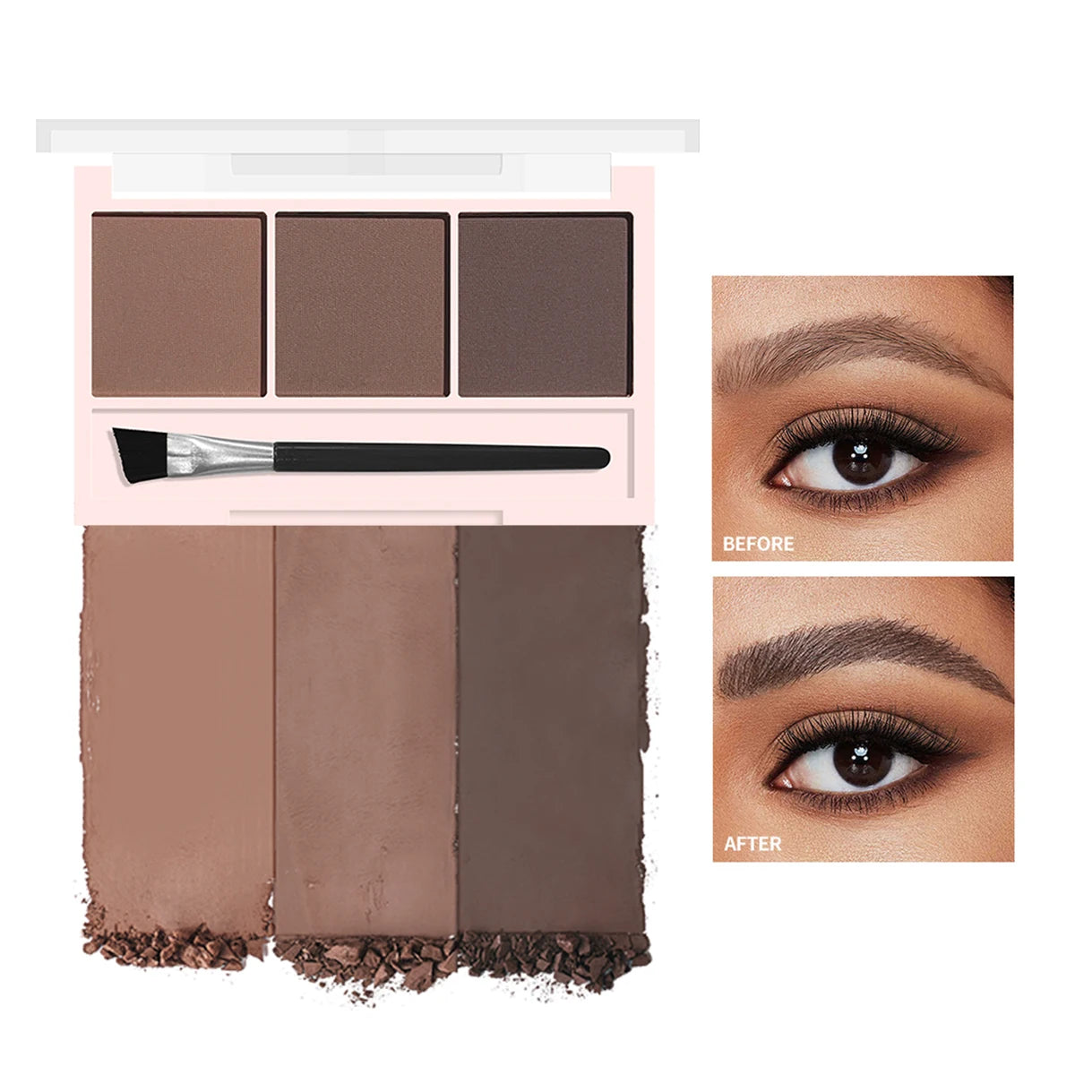 LuxuryGlow 3-Color Eyebrow Powder – Waterproof, Sweat-Proof, Long-Lasting Brow Enhancer