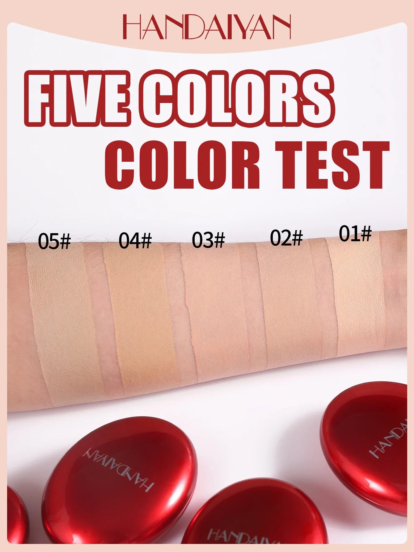 HANDAIYAN 5-Color Concealer Cushion – Moisturizing & Long-Lasting Face Makeup