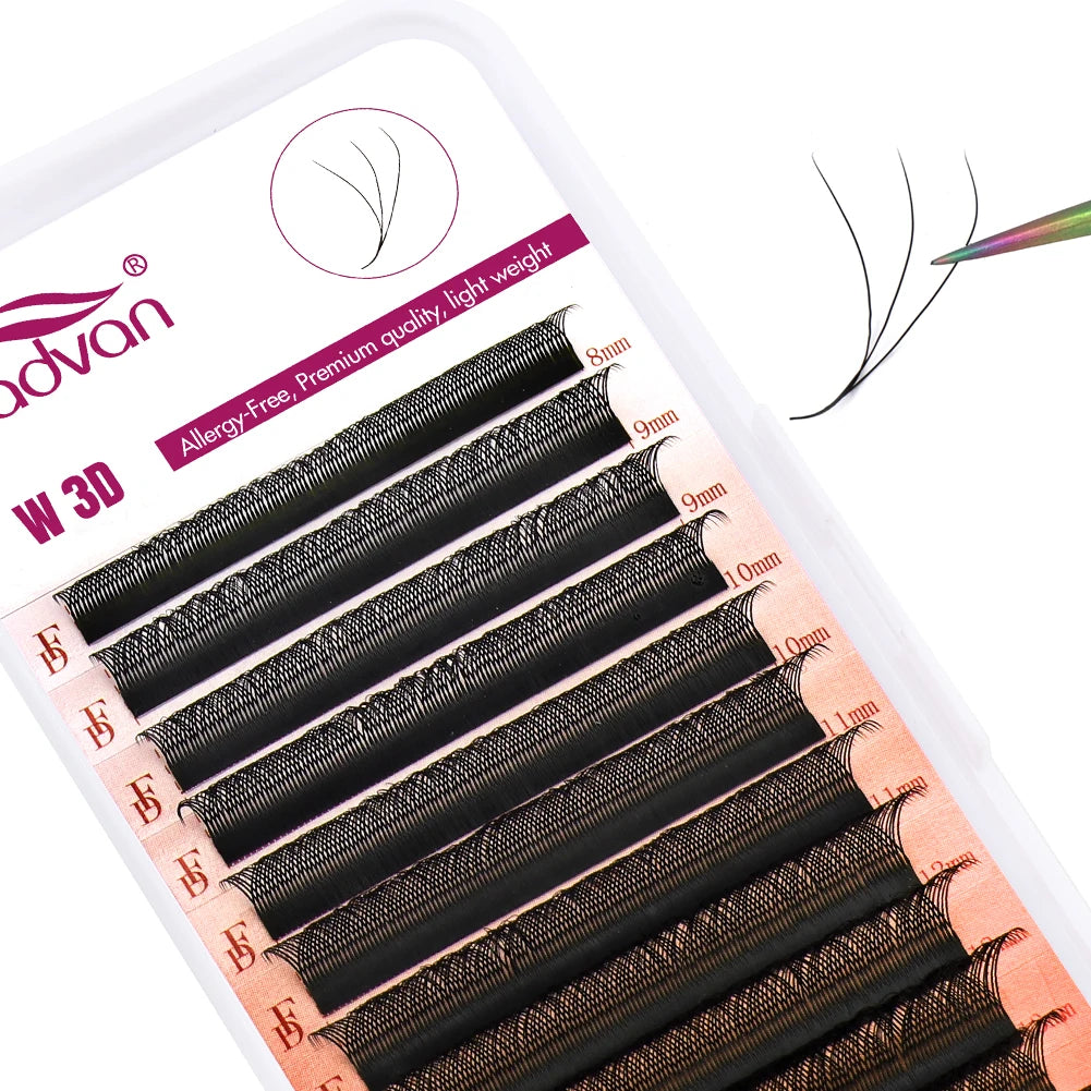 FADVAN W-Shape Volume Lash Extensions – 3D to 8D Premade Fans, Faux Mink
