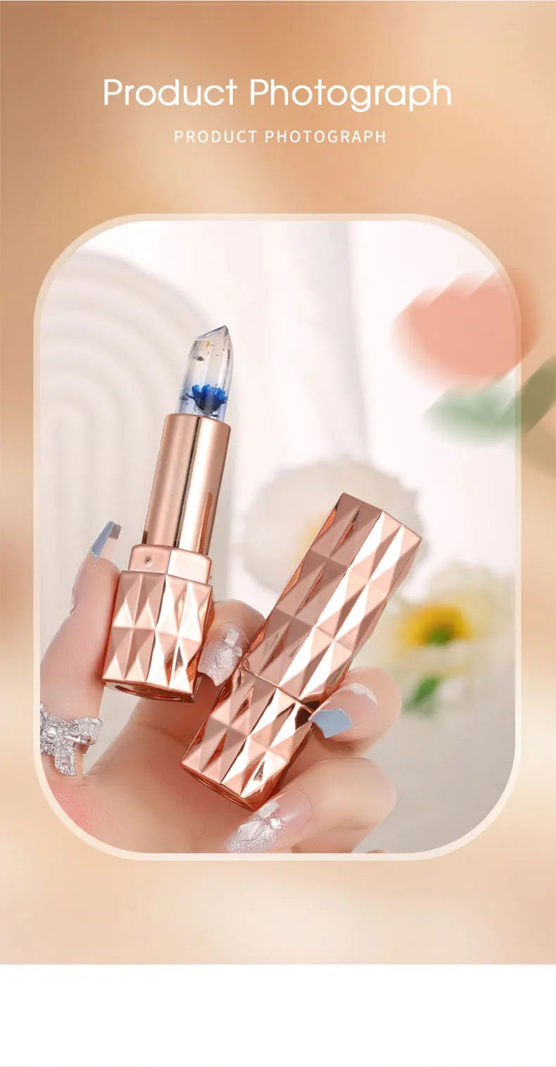 Lápiz labial en gel LuxuryGlow que cambia de color: duradero, hidratante y sensible a la temperatura.