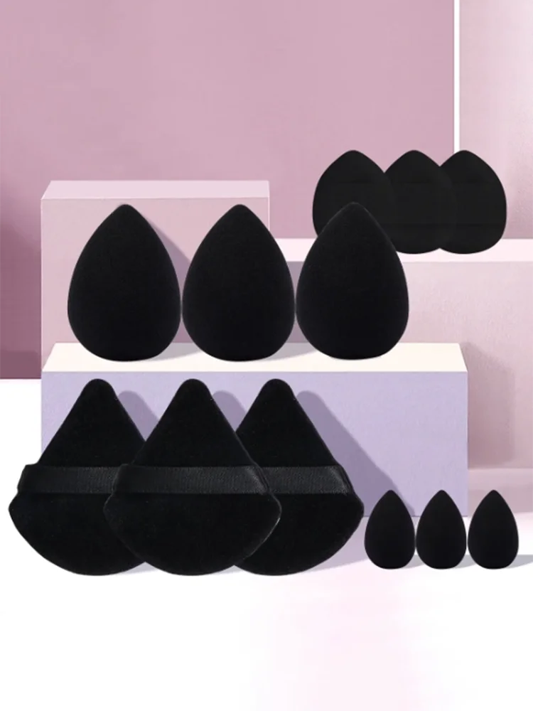 LuxuryGlow - Juego de 12 mini borlas para polvos y herramientas de maquillaje: suaves esponjas de aire sin látex para polvos sueltos y base.