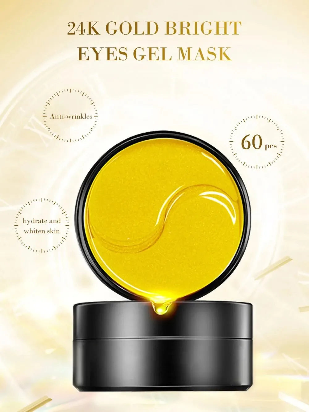 REAROYA 24K Gold Collagen Eye Mask – 60 Pcs for Dark Circles, Puffiness & Fine Lines