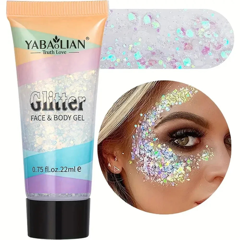 SAKSRAAR Mermaid Sequin Body Glitter Gel – Long-Lasting Sparkle for Festivals & Parties