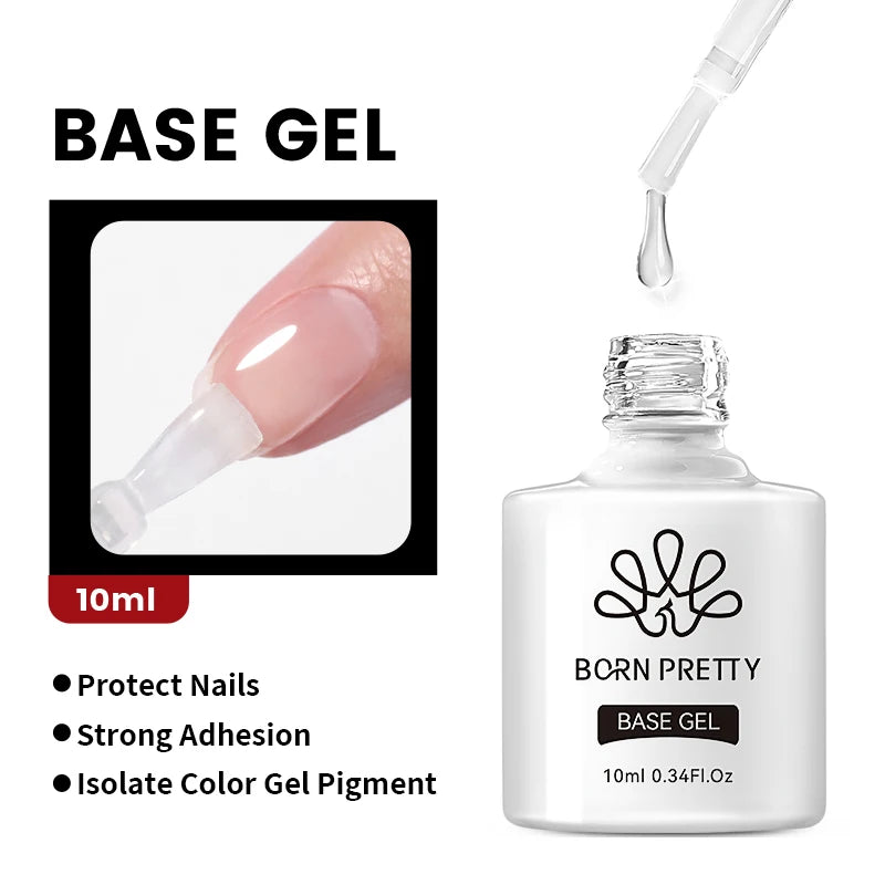 BORN PRETTY 10ml Nail Gel – Base, Top & Rubber Reinforcement Gel for UV/LED