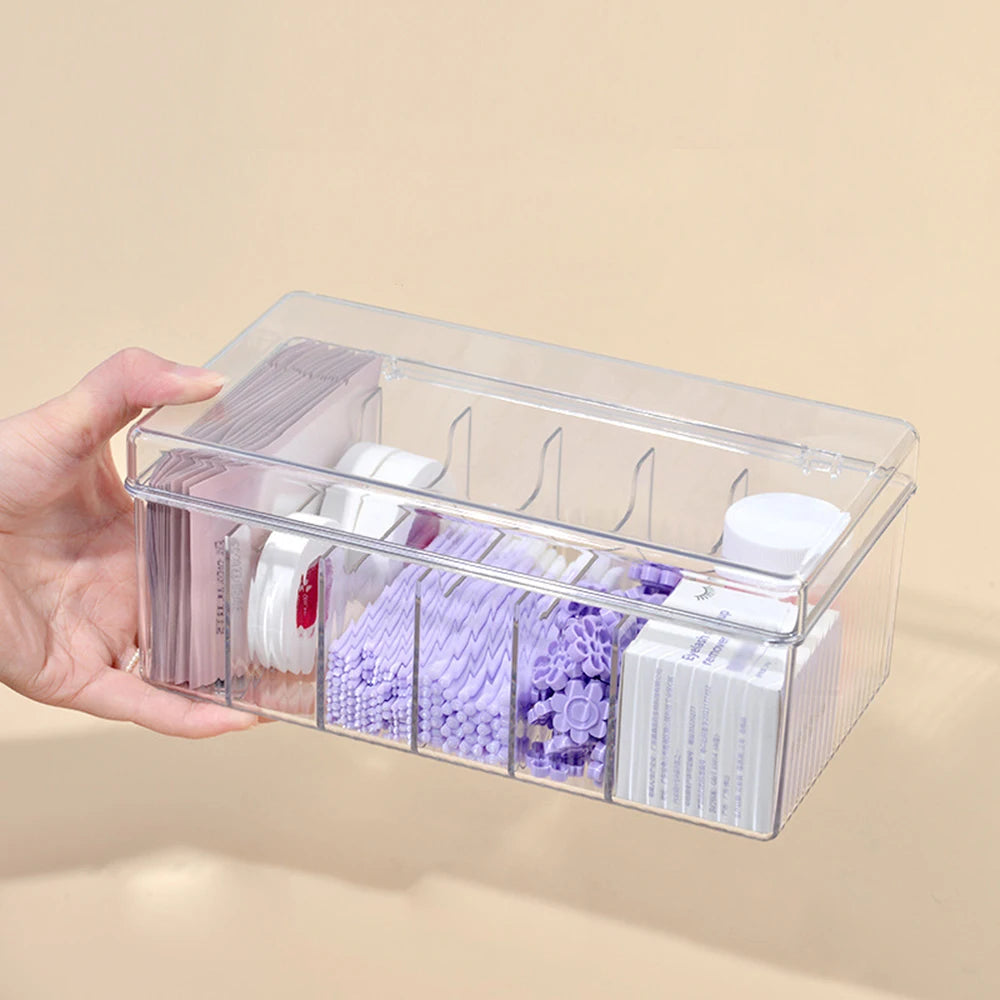 LuxuryGlow Professional Acrylic Eyelash Storage Box with Lid – Transparent Organizer for Lash Stylists