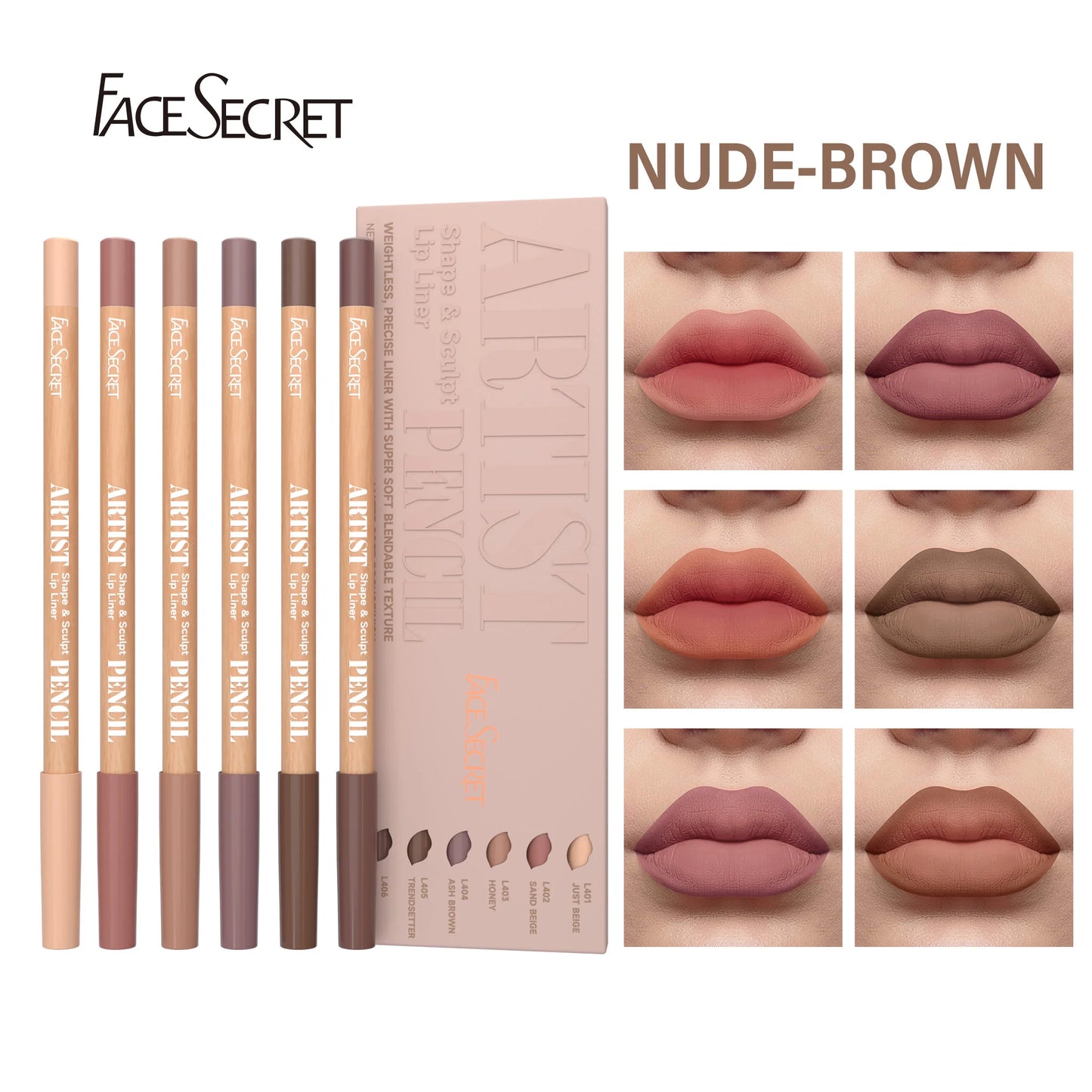 Lápiz delineador de labios LuxuryGlow Face Secret Sculpt: set de delineador de labios mate, duradero y resistente al agua