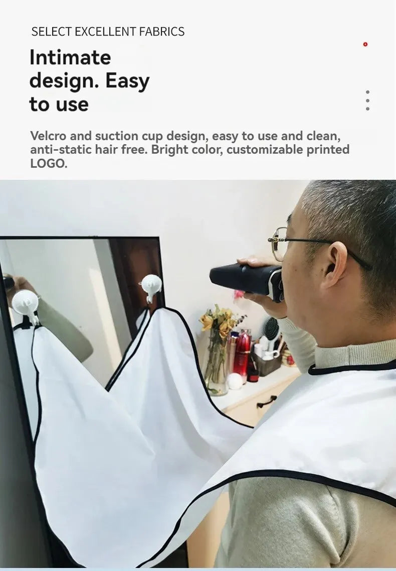LuxuryGlow No-Mess Shaving Bib for Men – Beard Trimming Apron with Suction Cups