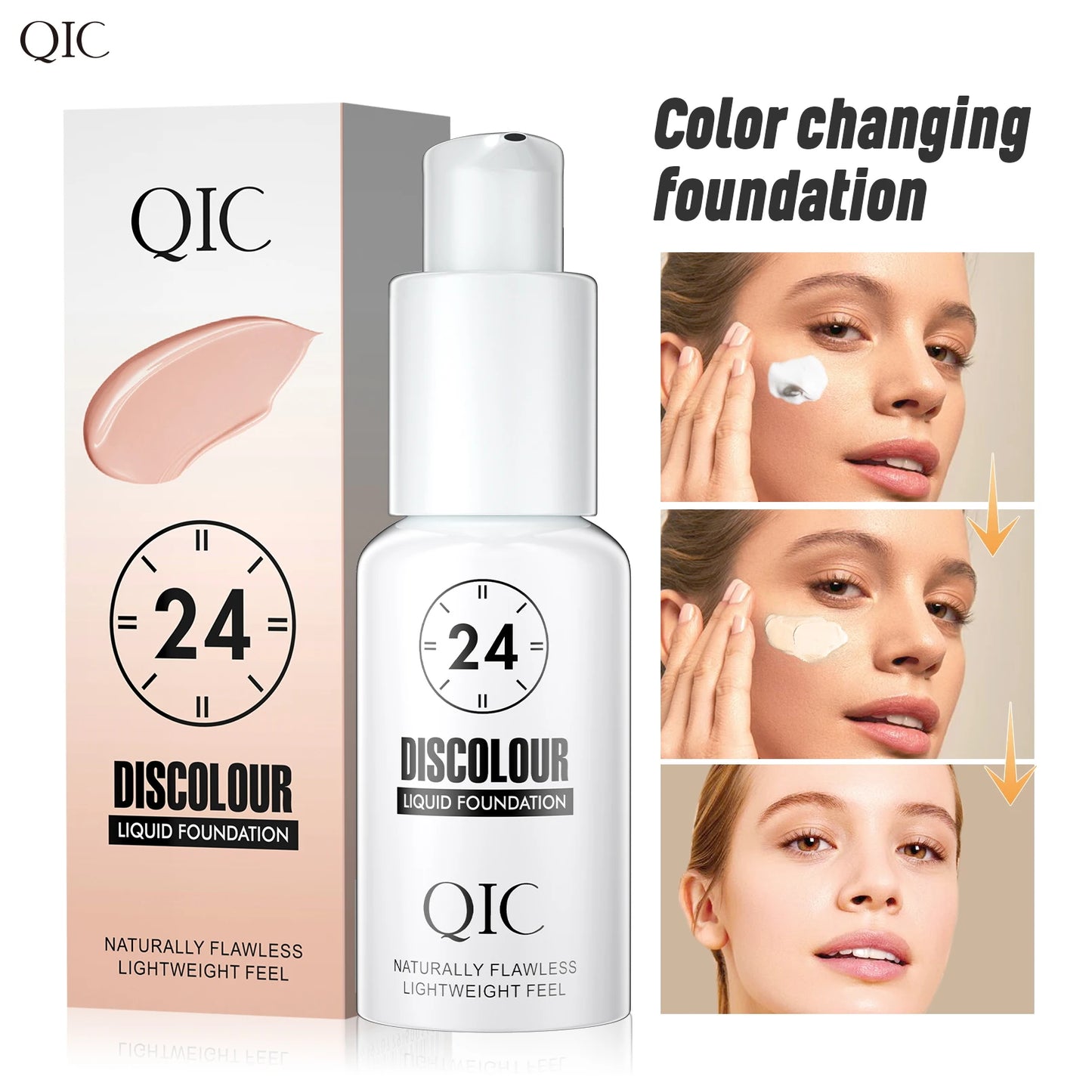 QIC Magic Color Changing Foundation – Long-Lasting, Hydrating, Matte Finish