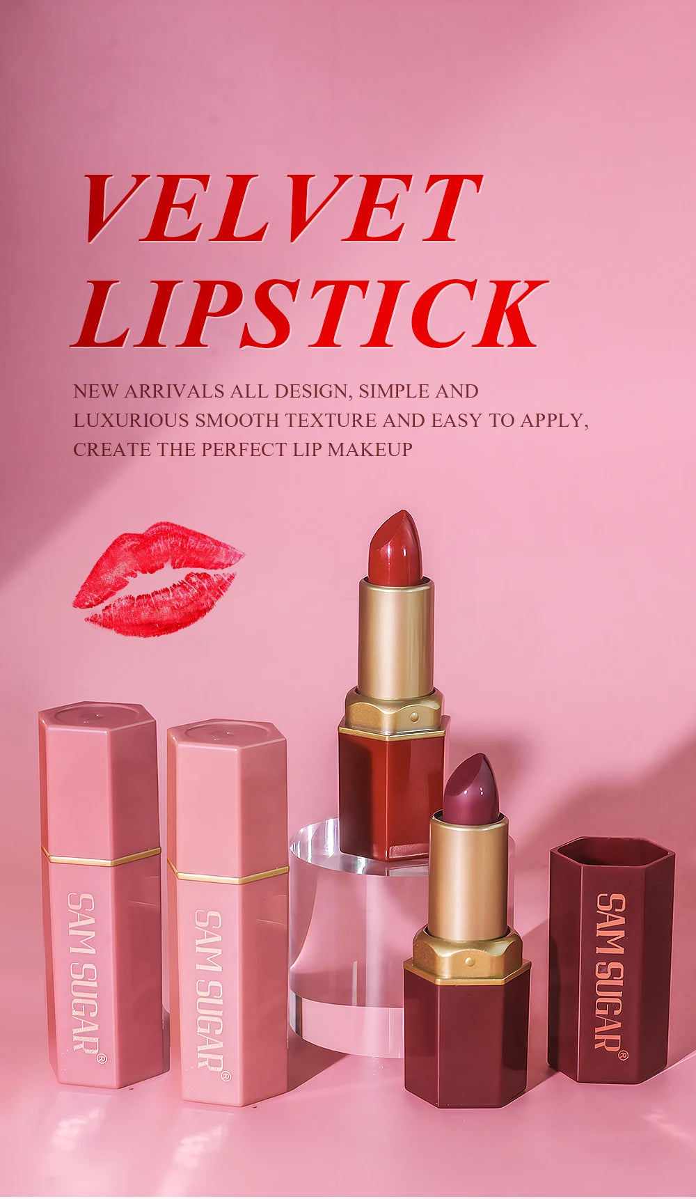 Set de labiales mate LuxuryGlow de 6 colores Gold Bar: textura aterciopelada y acabado perlado