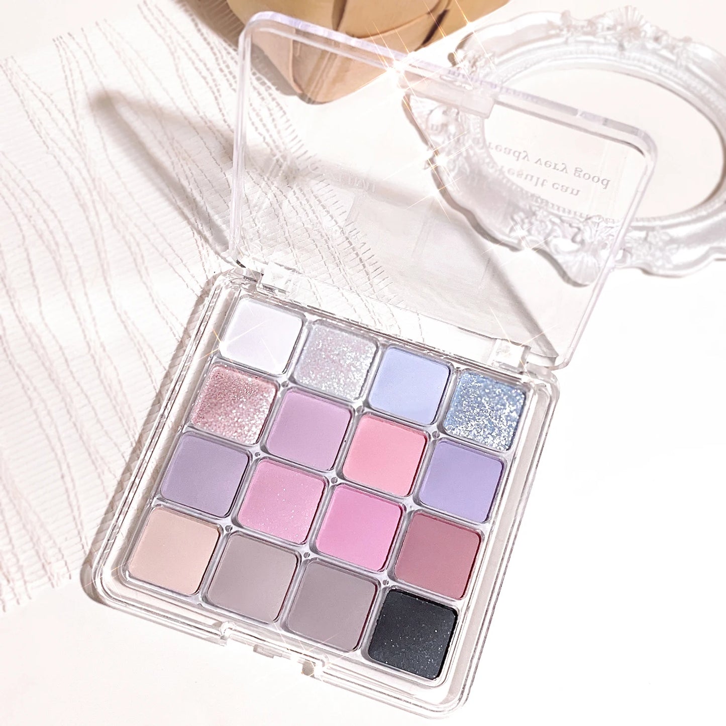 LuxuryGlow Sunset Magic 16-Color Eyeshadow Palette – Matte, Shimmer & Glitter Earth Tones