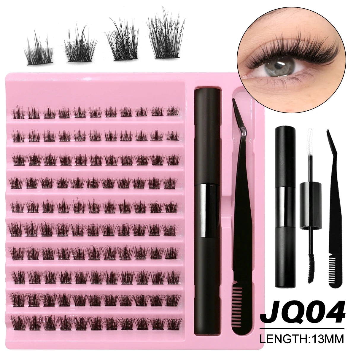 GROINNEYA DIY Lash Extension Kit – Waterproof Lash Bond & Seal with Tweezers for Salon-Quality Lash Clusters at Home