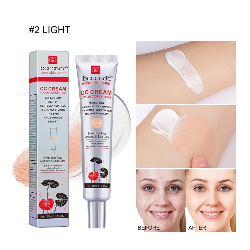 Crema CC correctora de color ibcccndc – Base de maquillaje reparadora y blanqueadora Centella de 45 ml