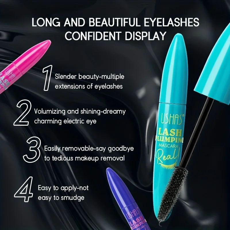 USHAS 4D Ultra Long Lasting Waterproof Mascara – Fiber Lash Extension with 360° Spiral Brush