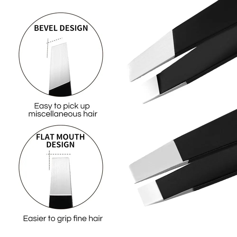 GECOMO Stainless Steel Eyebrow Tweezer – Slant & Flat Tip for Precision