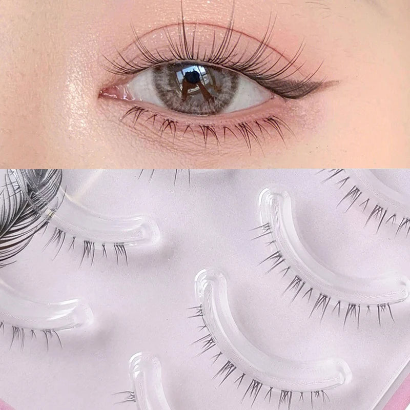 BLINKWAVE 5 Pairs Clear Band Lower False Eyelashes – Natural Manga Bottom Lashes