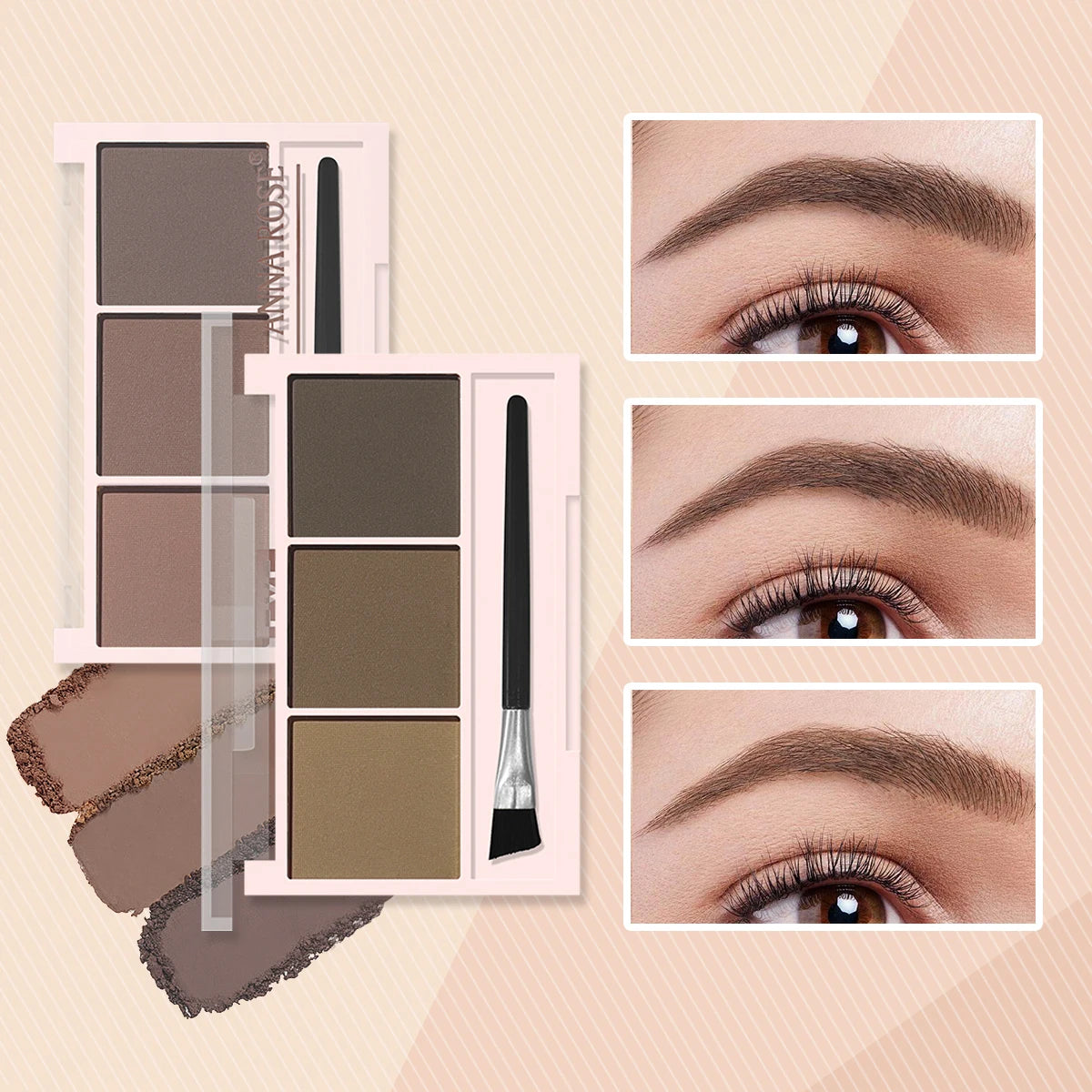 LuxuryGlow 3-Color Eyebrow Powder – Waterproof, Sweat-Proof, Long-Lasting Brow Enhancer