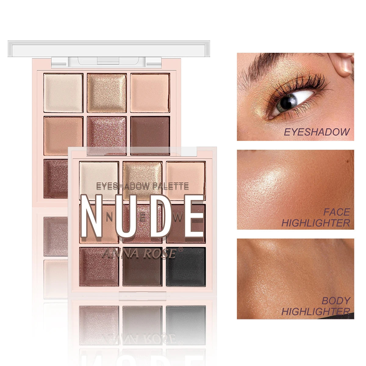 LuxuryGlow 9-Color Eyeshadow Palette – Matte, Shimmer & Glitter Milk Tea Shades | Waterproof, Long-Lasting Daily Makeup