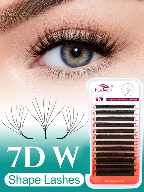 FADVAN W-Shape Volume Lash Extensions – 3D to 8D Premade Fans, Faux Mink