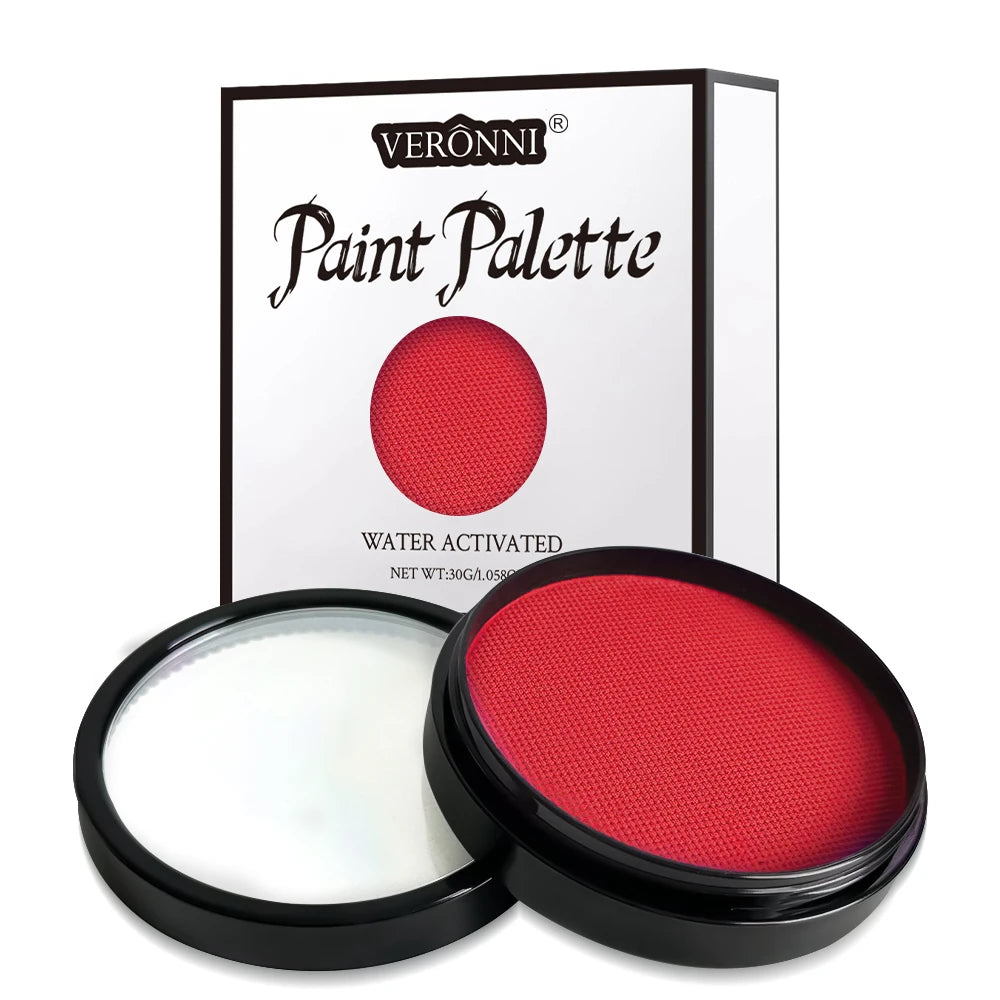LuxuryGlow 30g Monochromatic Face & Body Paint Kit – Black, White, Red Water-Based Makeup with Brushes for Halloween & Party Looks